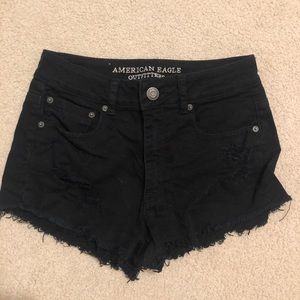 Black cutoff American Eagle shorts